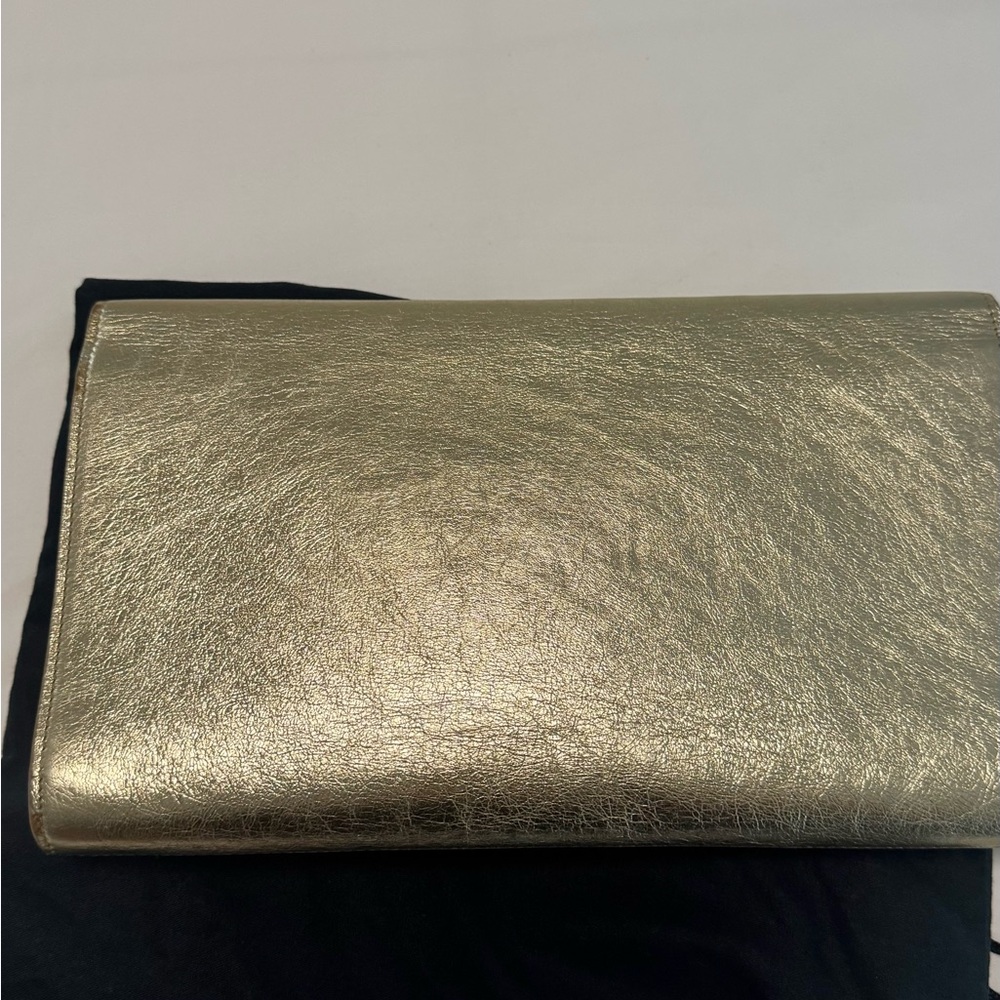 Saint Laurent Gold Metallic YSL large De Jour Clutch - Picture 6 of 7